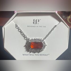 Bomb Party BP January 2026 Necklace Garnet Rhodium Glowing Up Glam